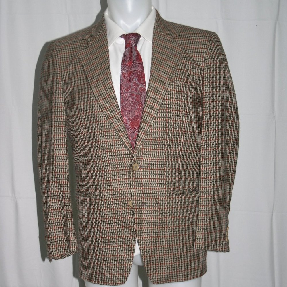 Protagonist Brown Houndstooth Cashmere Blend Two Button Sport Coat 38R - Picture 2 of 11